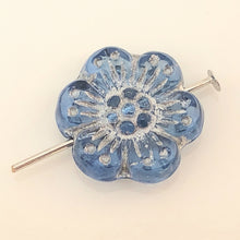 画像をギャラリービューアに読み込む, チェコ ビーズ デザイン フラワー 【アクア/シルバー】約14mm 6個 フラワー アネモネ 花 ピアス イヤリング ブレスレット パーツ ハンドメイド 材料 素材