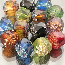 画像をギャラリービューアに読み込む, 【チェコ ビーズ デザイン ミックス】 ファイヤーポリッシュ アンティーク調 ダブルフェイス 約8mm (約14個)【チェコビーズ・デザイン・デザインビーズ】