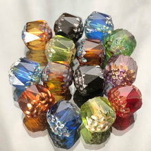 画像をギャラリービューアに読み込む, 【チェコ ビーズ デザイン ミックス】 ファイヤーポリッシュ アンティーク調 ダブルフェイス 約8mm (約14個)【チェコビーズ・デザイン・デザインビーズ】