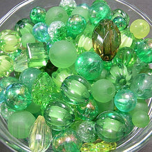 画像をギャラリービューアに読み込む, 【ワンコイン500円ぽっきり】【たっぷり人気アクリルビーズミックス『フォレストグリーン』】 約6-18mm 約50g 【福袋】