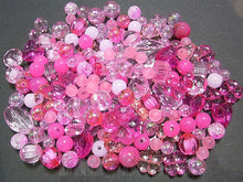 画像をギャラリービューアに読み込む, 【送料無料】【ワンコイン500円ぽっきり】【たっぷり人気アクリルビーズミックス『ベリーピンク』】 約6-14mm 約50g 【福袋】