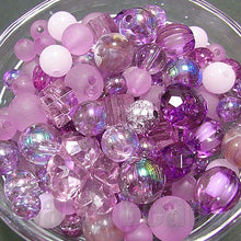 画像をギャラリービューアに読み込む, 【ワンコイン500円ぽっきり】【たっぷり人気アクリルビーズミックス『ラベンダーパープル』】 約6-18mm 約50g 【福袋】