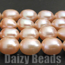 画像をギャラリービューアに読み込む, 【天然石ビーズ】【淡水パール(天然) ピーチ】 Cグレード ライス型 約5-6mm (サイズ表示は厚さです) 1連(約36-38cm)