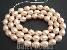画像をギャラリービューアに読み込む, 【天然石ビーズ】【淡水パール(天然) ピーチ】 Cグレード ライス型 約5-6mm (サイズ表示は厚さです) 1連(約36-38cm)