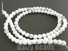 画像をギャラリービューアに読み込む, 【天然石 パワーストーン ビーズ】【ハウライト(天然)】 丸玉 約4mm 1連(約36-40cm)