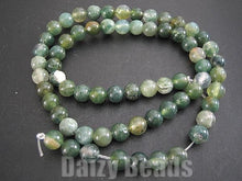 画像をギャラリービューアに読み込む, 【天然石 パワーストーン ビーズ】【モスアゲート(天然)】 丸玉 約6mm 1連(約36-40cm)