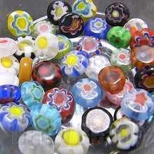 画像をギャラリービューアに読み込む, 【はんぱガラスビーズ】 和風ミルフィオリ フラットラウンドミックス 約6x3mm (約5g)