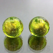 画像をギャラリービューアに読み込む, 【ベネチアンビーズ】 925シルバーフォイル 丸玉 約10mm ペリドット 1ヶ 【ベネチアン ヴェネチアン ヴェネチアンビーズ】