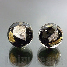 画像をギャラリービューアに読み込む, 【ベネチアンビーズ】 24ktゴールド 925シルバーフォイル 丸玉 約12mm ブラック 1ヶ 【ベネチアン ヴェネチアン ヴェネチアンビーズ】