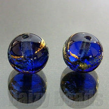 画像をギャラリービューアに読み込む, 【ベネチアンビーズ】 24ktゴールドフォイル 丸玉 約6mm コバルト 1ヶ 【ベネチアン ヴェネチアン ヴェネチアンビーズ】