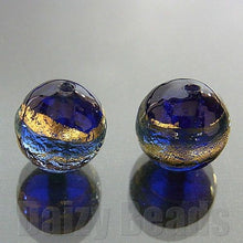画像をギャラリービューアに読み込む, 【ベネチアンビーズ】 24ktゴールドフォイル 丸玉 約8mm コバルト 1ヶ 【ベネチアン ヴェネチアン ヴェネチアンビーズ】