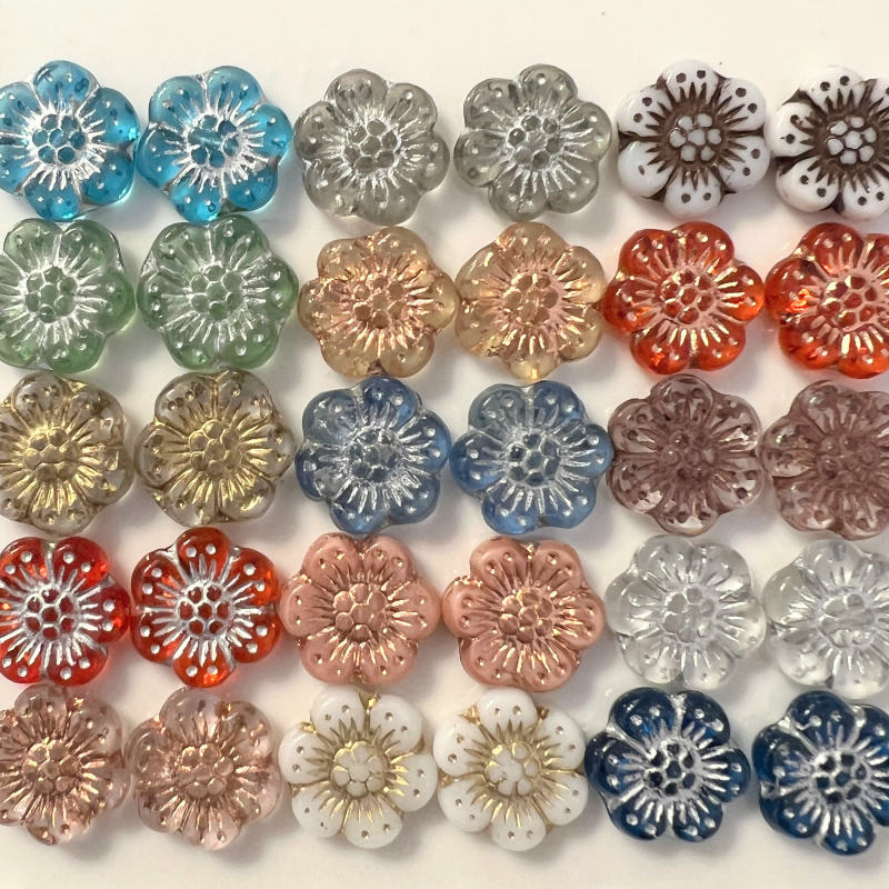 【在庫限りの早いもの勝ち・画像通り・ペア・売り切りチェコビーズミックス】約14mm