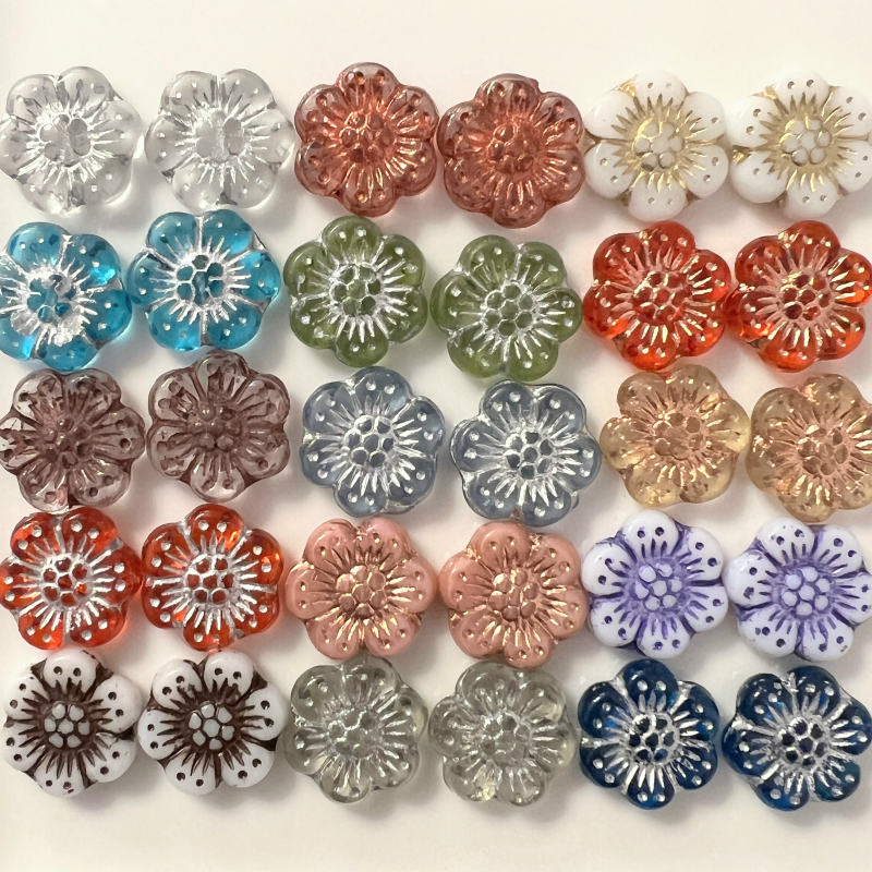 【在庫限りの早いもの勝ち・画像通り・ペア・売り切りチェコビーズミックス】約14mm