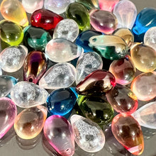 画像をギャラリービューアに読み込む, 【チェコ　ビーズ　デザイン　ミックス】　ティアードロップ 約9ｘ6mm (約38個)【チェコビーズ・デザイン・デザインビーズ】
