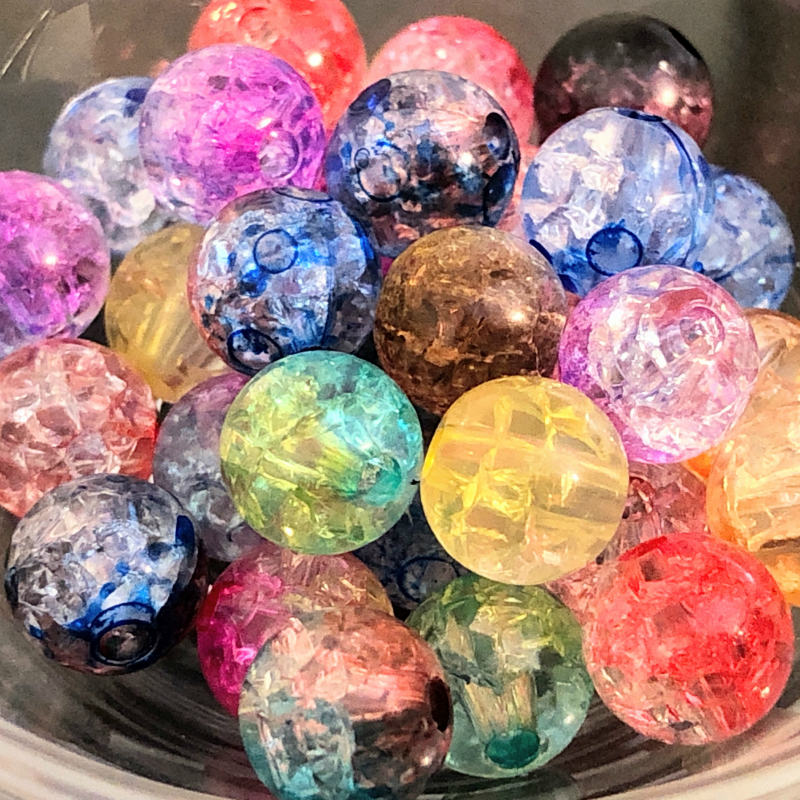 アクリルビーズ】 クラック丸玉 約8mm 約30個 【アクリル・アクリル 