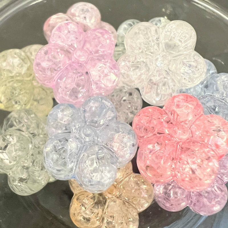 アクリルビーズ】 クラック フラワー 約12x13x8mm 約9g 穴径約2mm