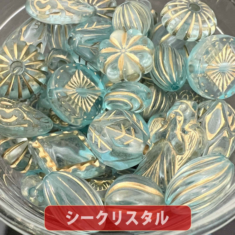 【送料無料】【ワンコイン500円ぽっきり】【アンティークアクリルビーズミックス】 約40g 約6mm-『シークリスタル』 【福袋】