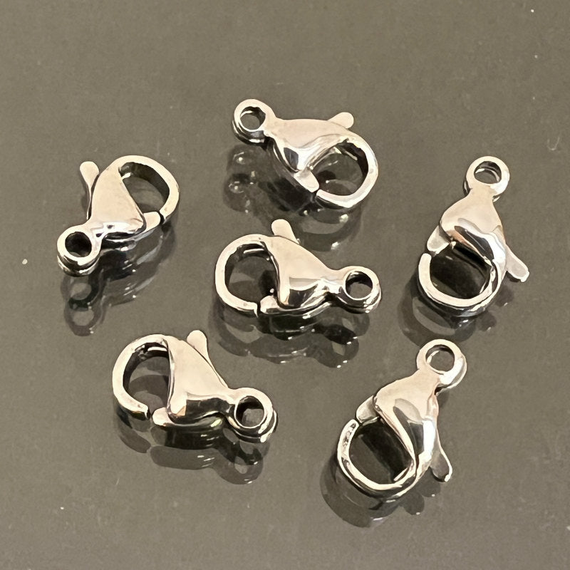 【カニカン ステンレス SUS304 パーツ 金具】 【カラー:ステンレス】 約9x6x3.2mm 6個 アレルギー対応 金属アレルギー対応 ハンドメイドパーツ 手作り おすすめ