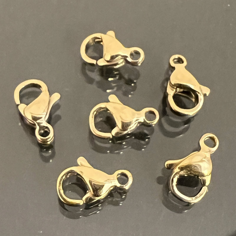 【カニカン ステンレス SUS304 18金メッキ パーツ 金具】 【カラー:ゴールド】 約9x6x3.2mm 6個 アレルギー対応 金属アレルギー対応 ハンドメイドパーツ 手作り おすすめ