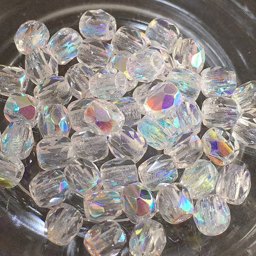 チェコ ビーズ ファイヤーポリッシュ 3mm クリスタルAB (約48-50ヶ)