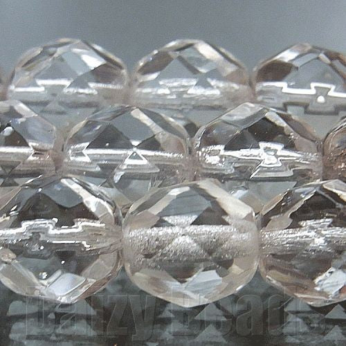 【チェコ　ビーズ　ファイヤーポリッシュ】【8mm クリスタル　(約24-25ヶ)】