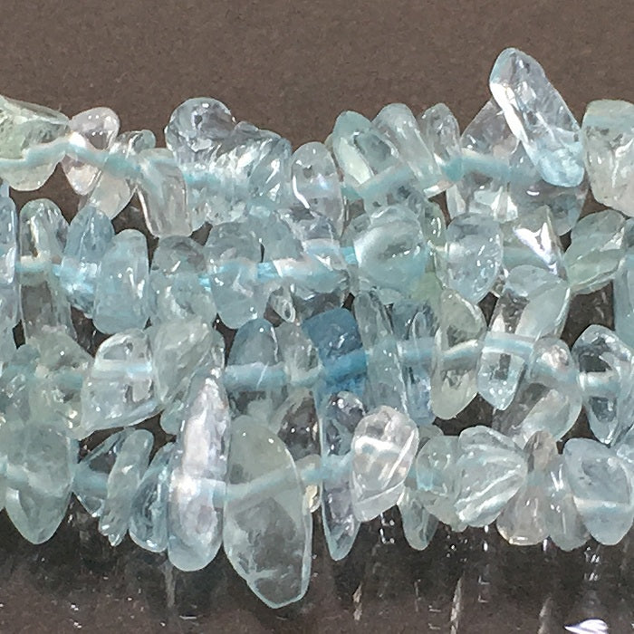【天然石　パワーストーン　ビーズ】【アクアマリン(天然/加熱)】　さざれ　約3-6mm　１連（約36-40cm）