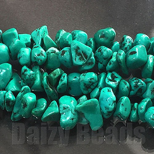 【天然石　パワーストーン　ビーズ】【ターコイズ(天然/固定化)】　さざれ 約2-3x5-8mm　１連（約80-90cm）