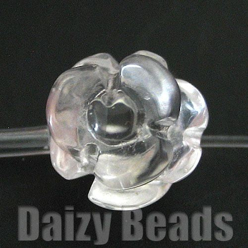 【天然石　パワーストーン　ビーズ】【水晶(天然)】　デザイン花　１０mm　10個