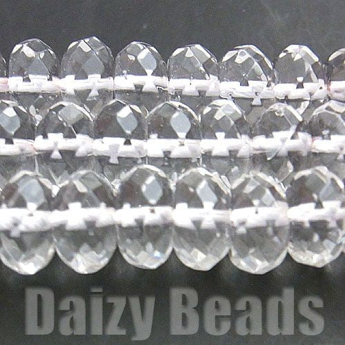 【天然石　パワーストーン　ビーズ】【水晶 (天然)】　カットロンデル　５x８mm　１連（約４０ｃｍ）