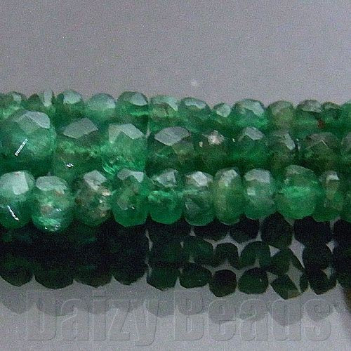 【天然石　パワーストーン　ビーズ】【エメラルド(天然/オイル)】 ロンデルカット 約2mm 1連20cm