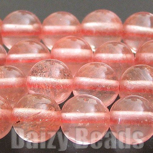 【天然石　パワーストーン　ビーズ】【ストロベリークオーツ(人工)】　丸玉　約6mm　１連（約38-40cm）