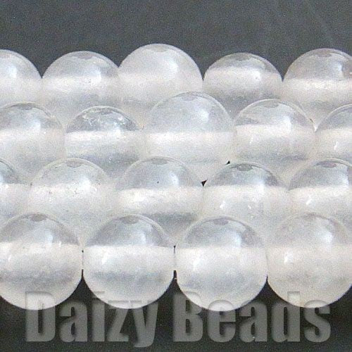 【天然石　パワーストーン　ビーズ】【ホワイトジェード(天然)】　丸玉 約4mm １連（約38-40cm）