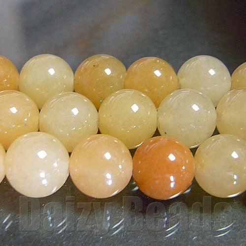 【イエロージェード(天然)】 丸玉 8mm １連（約38-40cm）【パワーストーン・天然石・ビーズ・天然石ビーズ・パワーストーンビーズ・パワ－スト－ン・パワ-スト-ン】