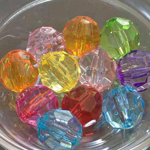 【アクリルビーズ】 ラウンドカット 約12mm 約10g（約11個） 【アクリル・アクリルビーズ・ビーズ・ビーズパーツ・パーツ・アクリルパーツ・プラスチックビーズ】