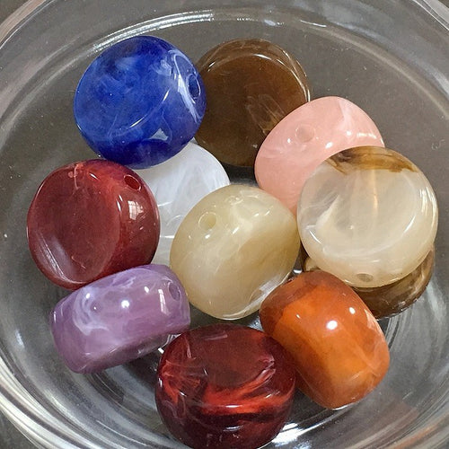 【アクリルビーズ】 天然石風フラットラウンド 約14x7mm 約11g 【アクリル・アクリルビーズ・ビーズ・ビーズパーツ・パーツ・アクリルパーツ・プラスチックビーズ】