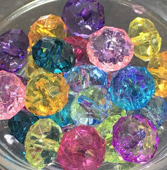 【アクリルビーズ】 ロンデルカットミックス 約12x7mm 約26個 【アクリル・アクリルビーズ・ビーズ・ビーズパーツ・パーツ・アクリルパーツ・プラスチックビーズ】