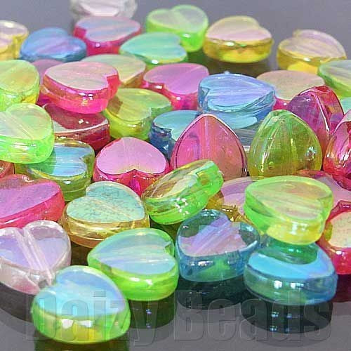 AB28 クリアハートアクリルビーズ ランダム100個350円 光る