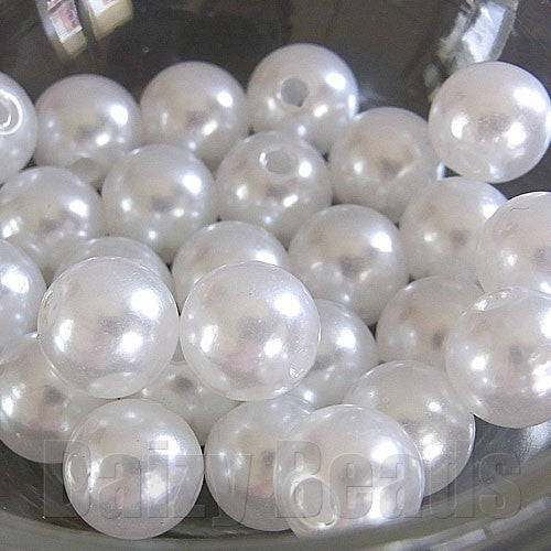 【アクリルビーズ】 丸玉パールホワイト 約10mm 約12g（約23個）