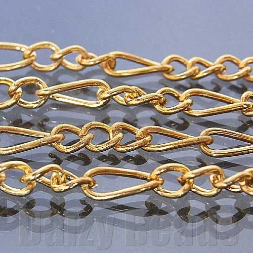 【チェーン パーツ 金具】 【ゴールド】 約3x7mm+3x4mm 太さ0.8mm 長さ1m