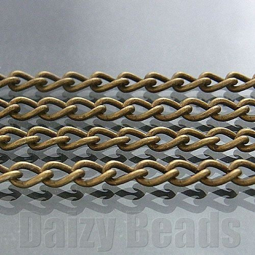 【チェーン パーツ 金具】 【金古美】 約2.5x4mm 太さ0.6mm 長さ1m