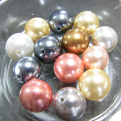 【はんぱシェルビーズ】　丸玉ミックス 約8mm （約9g）【はんぱ・ビーズ・はんぱビーズ・ガラス・ミックス】