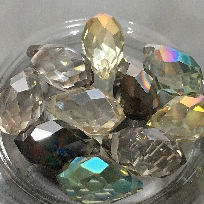 【はんぱガラスビーズ】 ドロップカットミックス 約14x8mm （約10個）