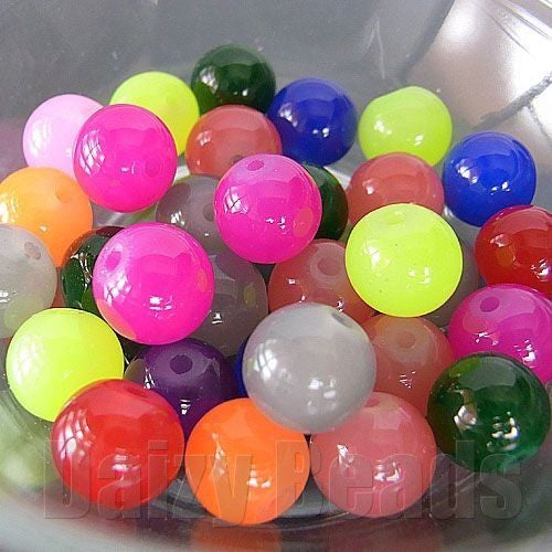 【はんぱガラスビーズ】　天然石風ジェイド丸玉ミックス 約8mm （約40g）