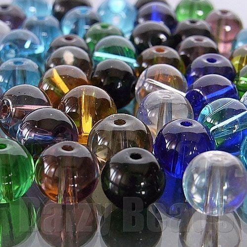 【はんぱガラスビーズ】　丸玉ミックス 約8mm （約40g）