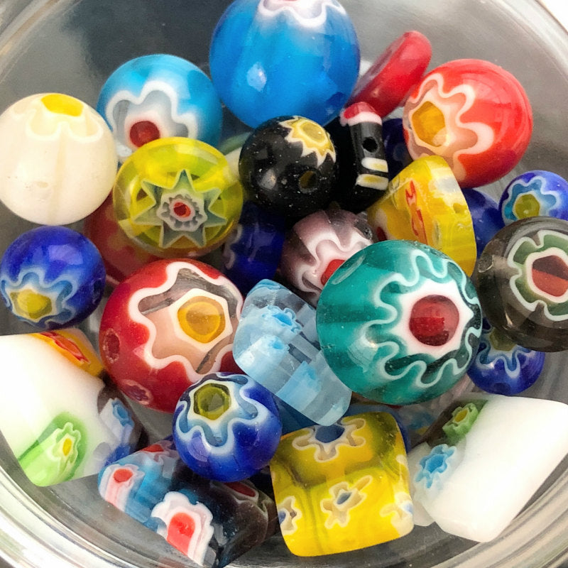 ワンコイン500円ぽっきり】【人気和風ミルフィオリガラスビーズ