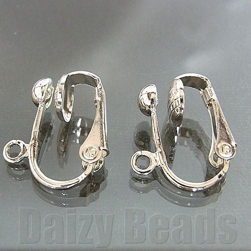 【イヤリング パーツ 金具】 【ロジウムシルバー】 約12x16mm 1セット
