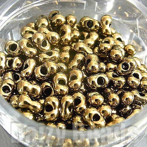 【ピーナッツビーズ・ゴールド】　高品質日本製ピーナッツビーズ　約4x2mm 約10g