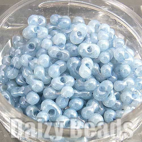 【ピーナッツビーズ・マーブルブルー】　高品質日本製ピーナッツビーズ　約4x2mm 約10g