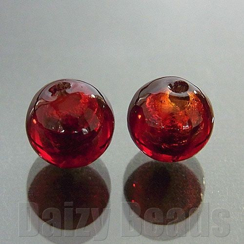 【ベネチアンビーズ】 24ktゴールドフォイル 丸玉 約6mm レッド 2ヶ 【ベネチアン ヴェネチアン ヴェネチアンビーズ】