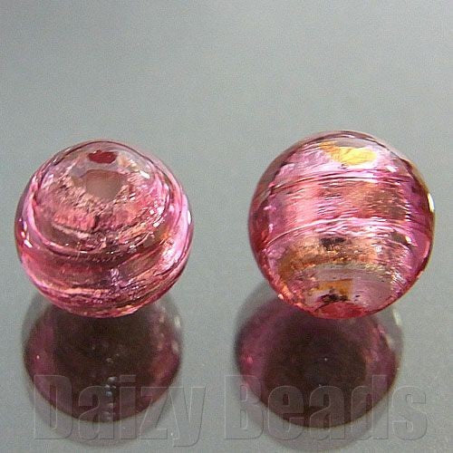 【ベネチアンビーズ】 925シルバーフォイル 丸玉 約8mm ルビー 2ヶ 【ベネチアン ヴェネチアン ヴェネチアンビーズ】